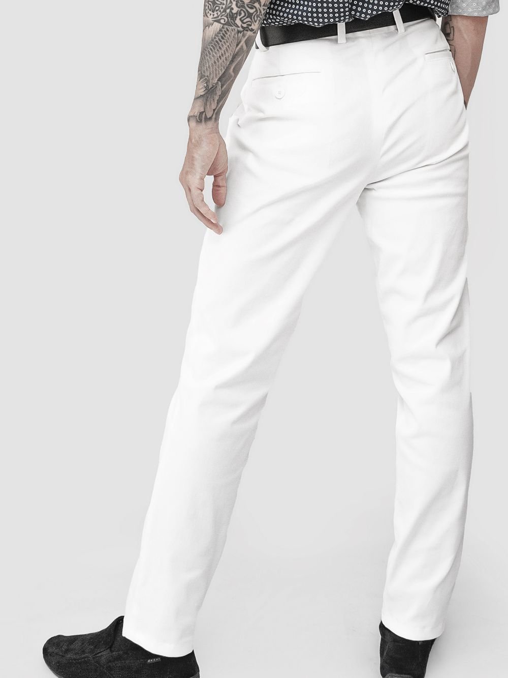 Cotton Chino with Twill Weave and Extra Stretch - White