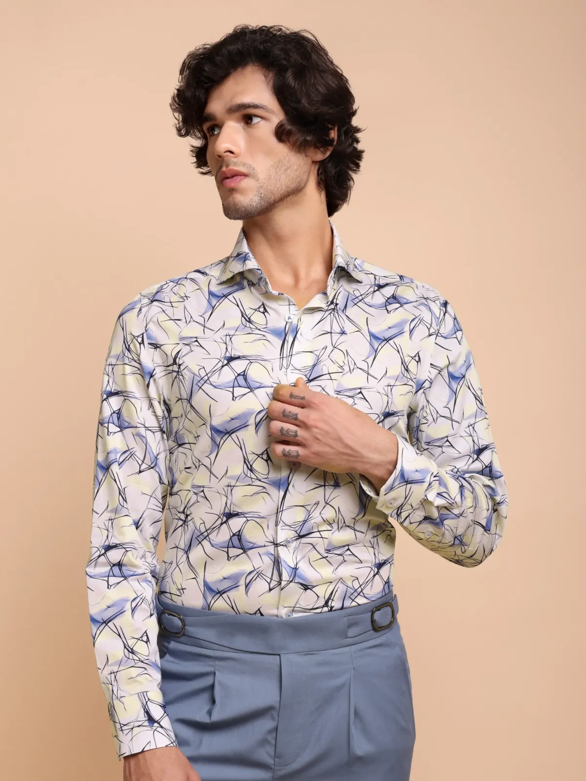 Abstract Print  Inkstorm Shirt - Plain Weave