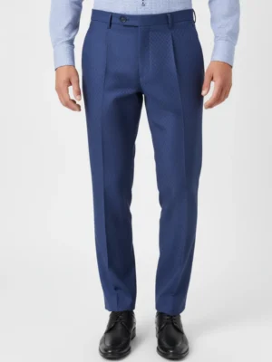 Blue Checked Trousers - Twill Weave
