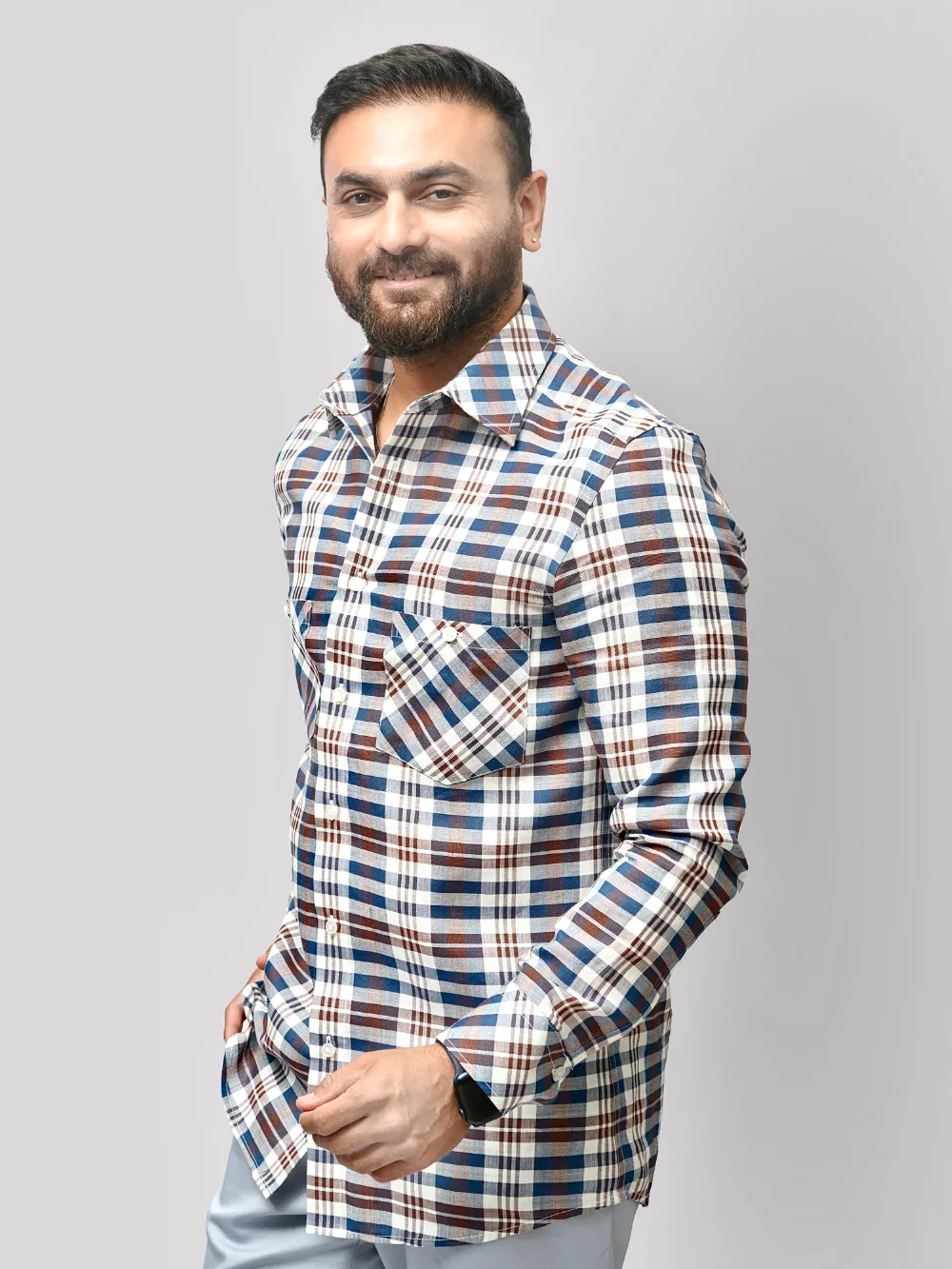 100% Hemp Yard Dyed Checked Shirt