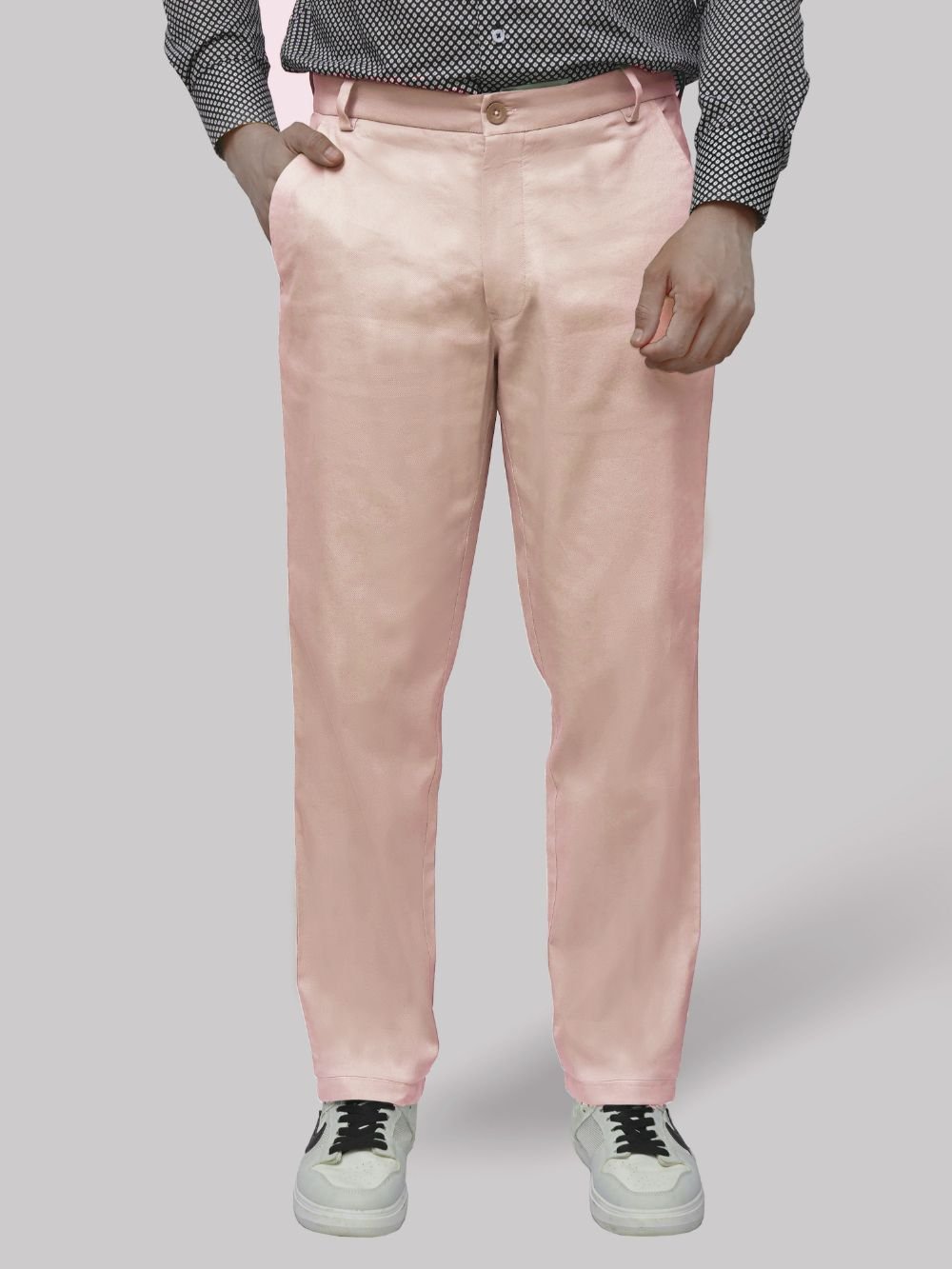 Cotton Chino with Jacquard Weave and Extra Stretch - Peach