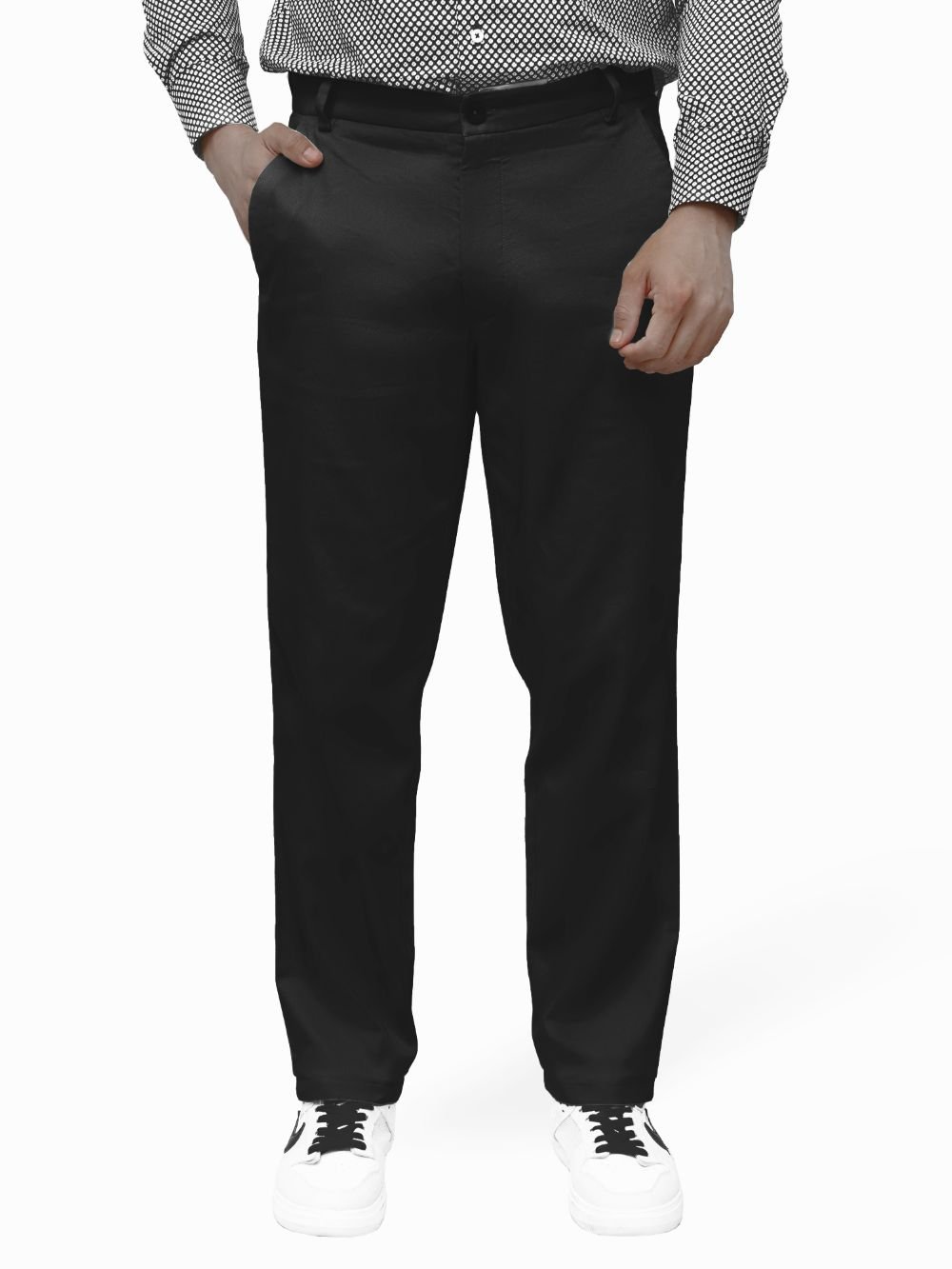  Cotton Chino with Jacquard Weave and Extra Stretch - Black