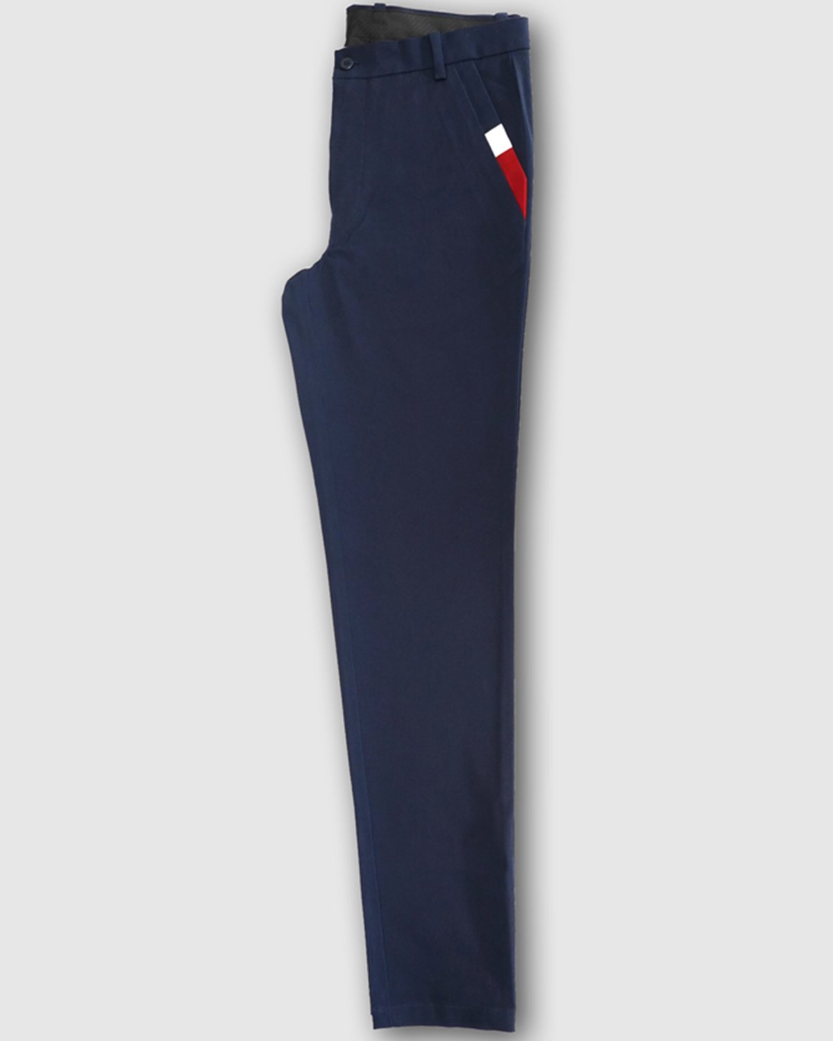 Cotton Chino with Twill Weave and Extra Stretch - Navy with Red and White Accent