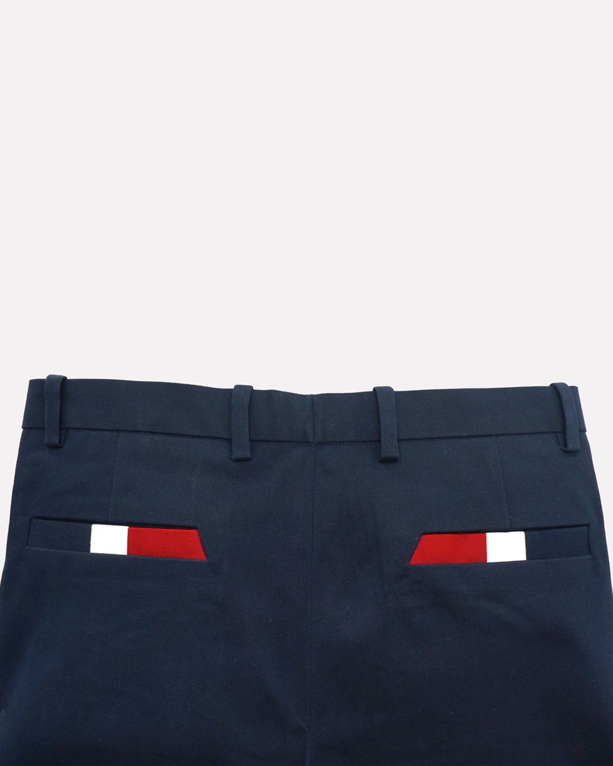 Cotton Chino with Twill Weave and Extra Stretch - Navy with Red and White Accent