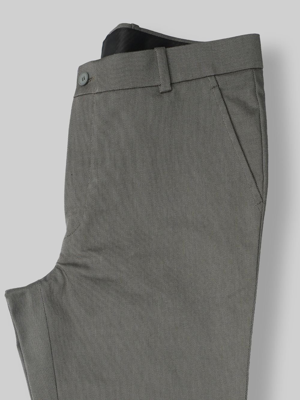 Cotton Chino with Jacquard Weave and Extra Stretch - Charcoal Elegance