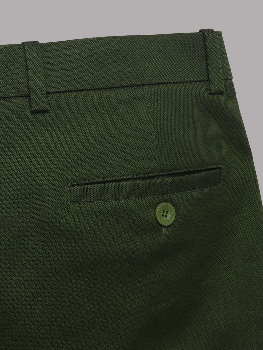 Cotton Chino with Jacquard Weave and Extra Stretch - Olive Ink