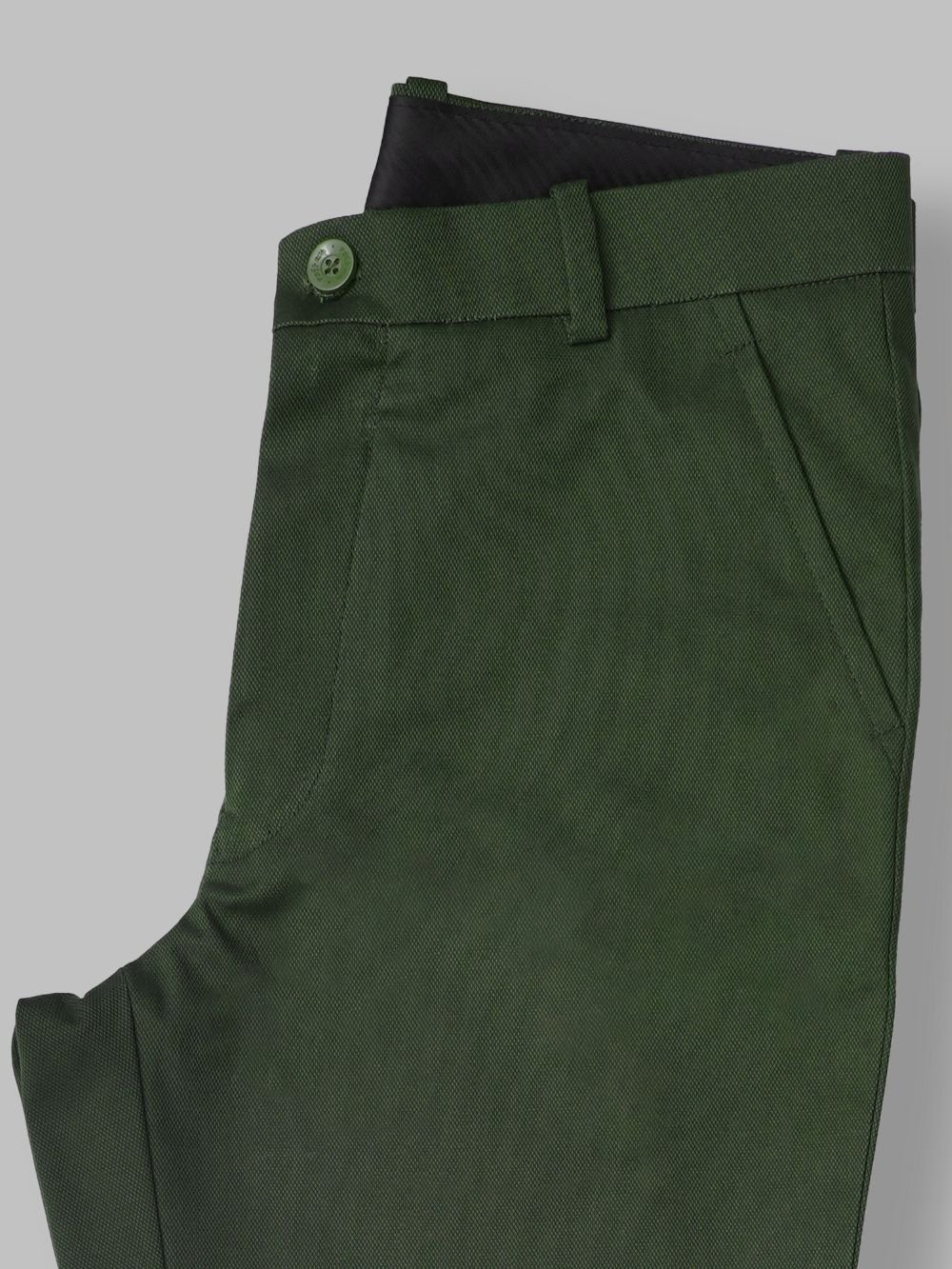 Cotton Chino with Jacquard Weave and Extra Stretch - Olive Ink