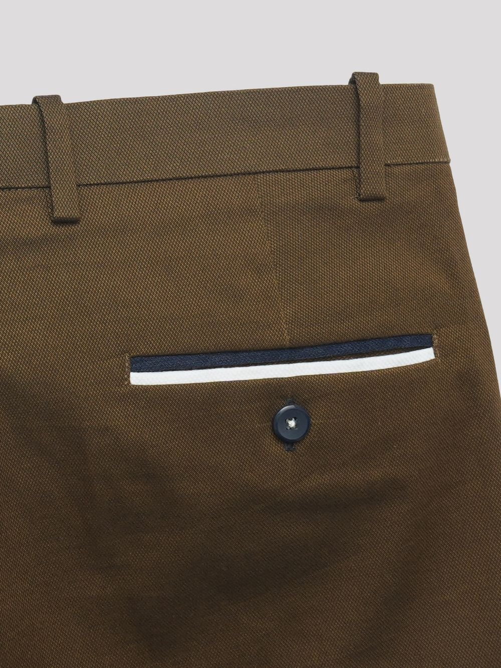 Cotton Chino with Jacquard Weave and Extra Stretch - Mocha with Accent