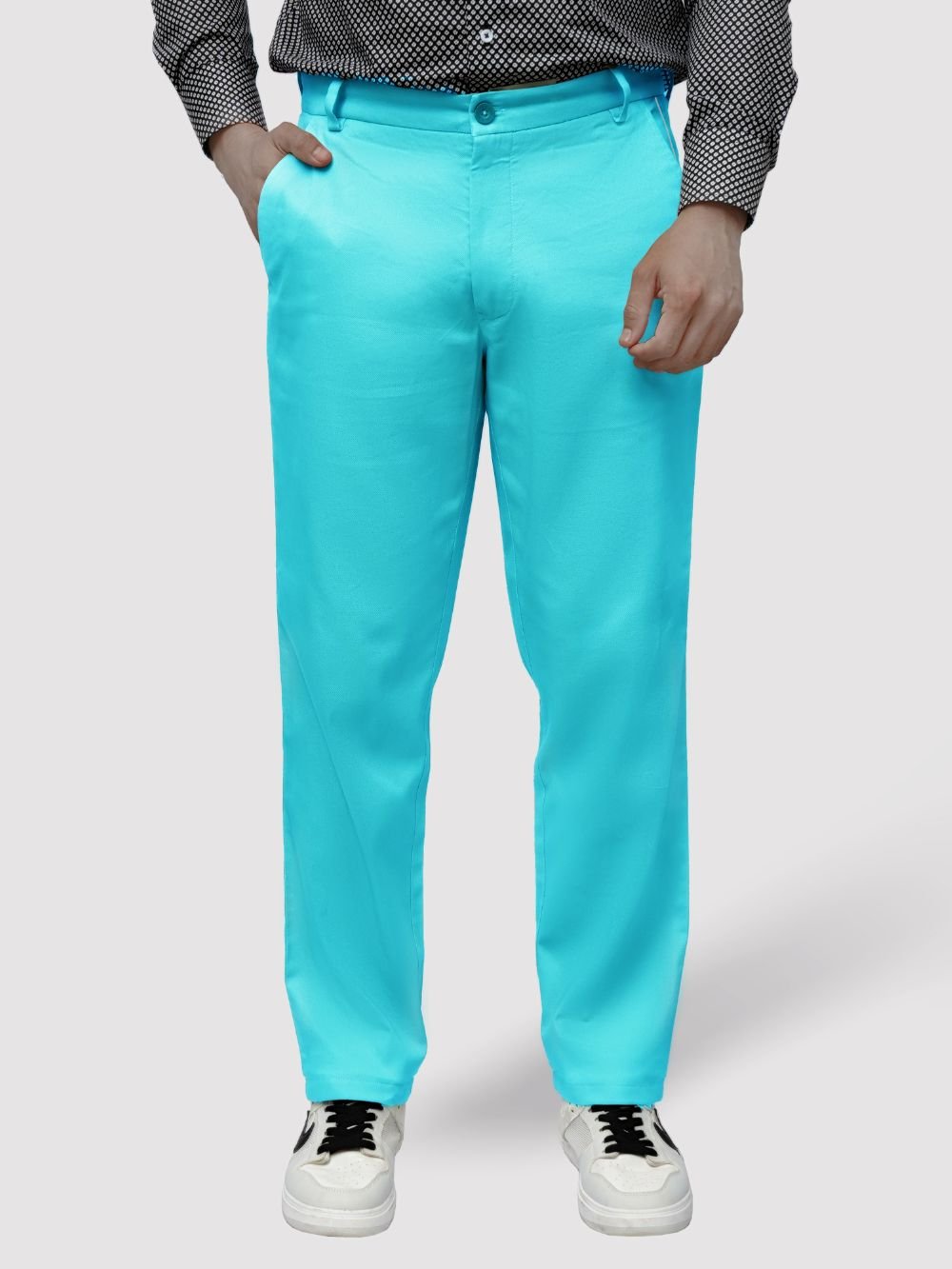 Cotton Chino with Twill Weave and Extra Stretch -Ocean With Contrast Stitch