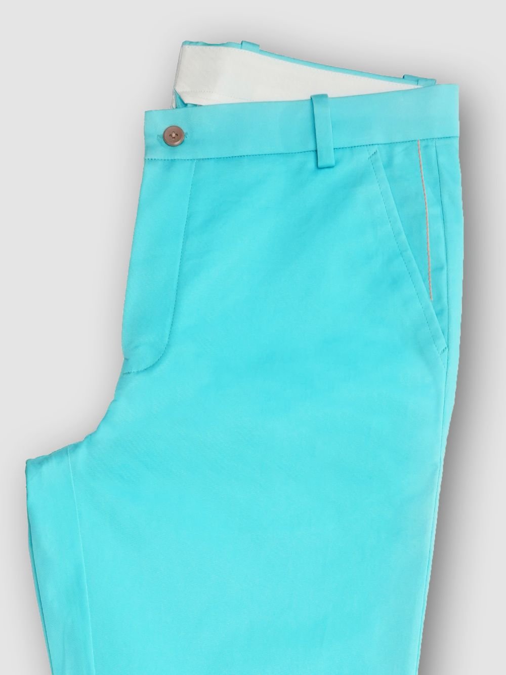 Cotton Chino with Twill Weave and Extra Stretch -Ocean With Contrast Stitch