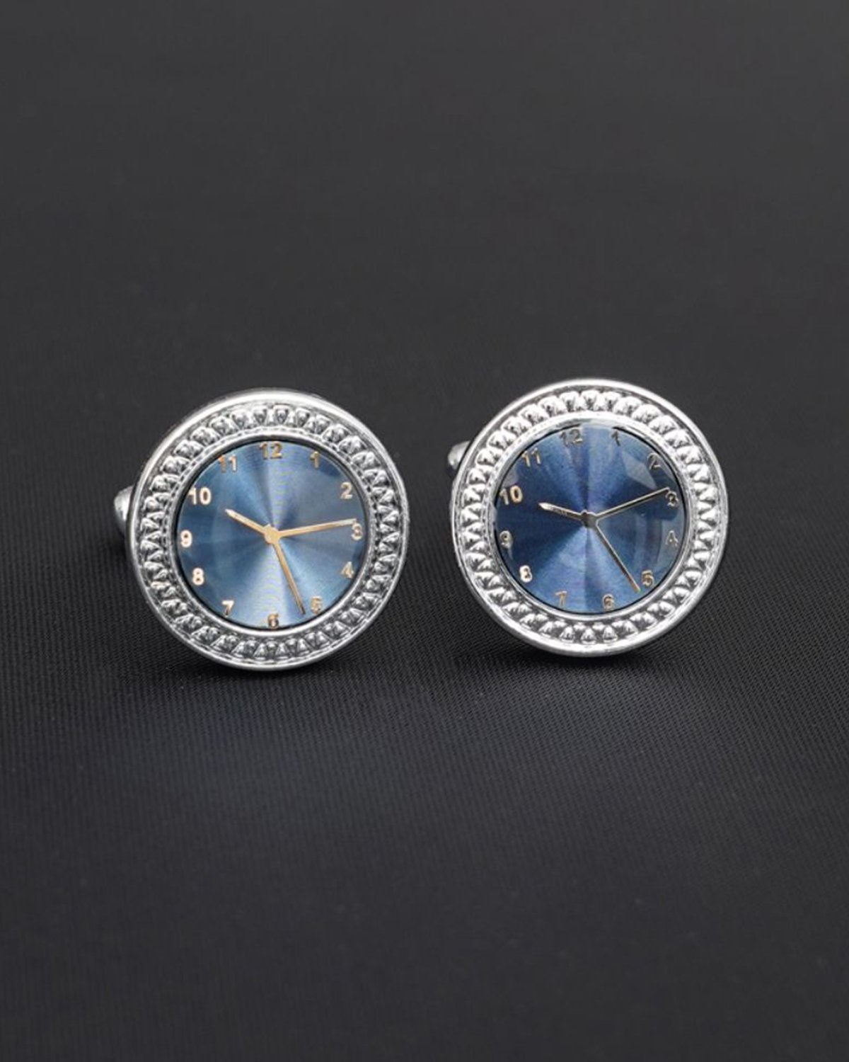 Blue and Silver O'clock Cufflinks