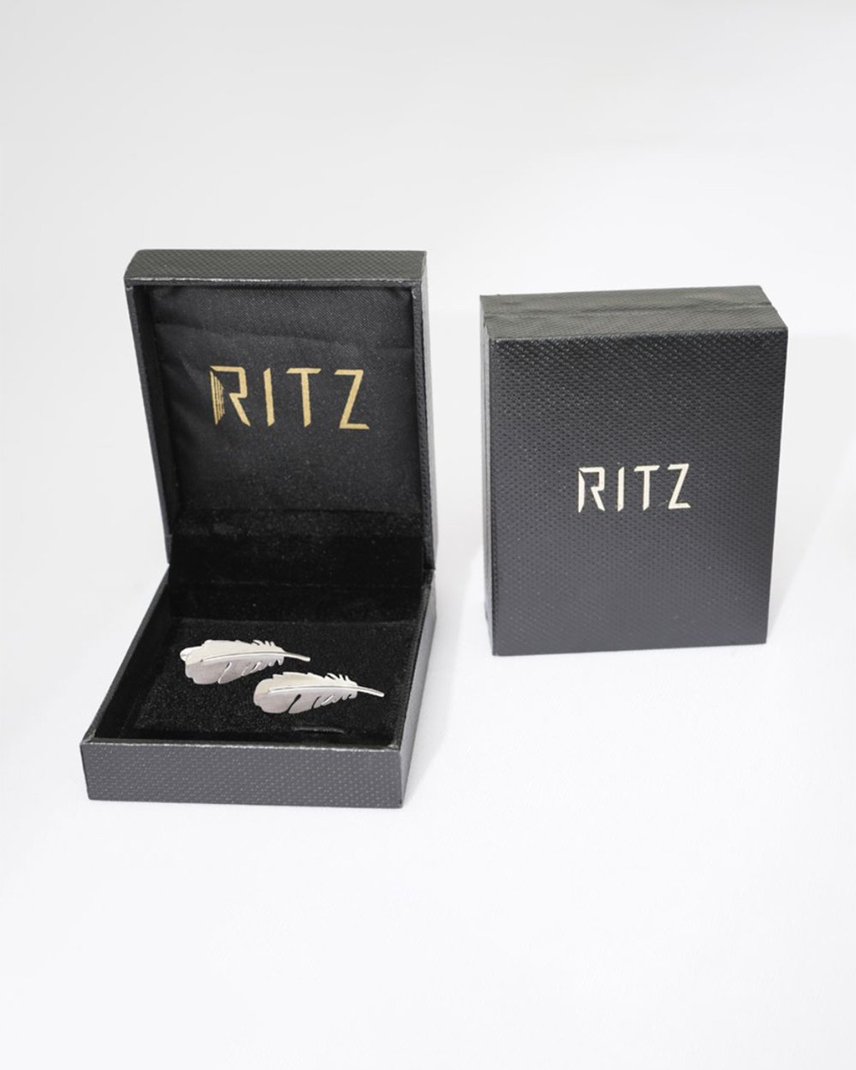 Ritz Gray Feather Cufflinks