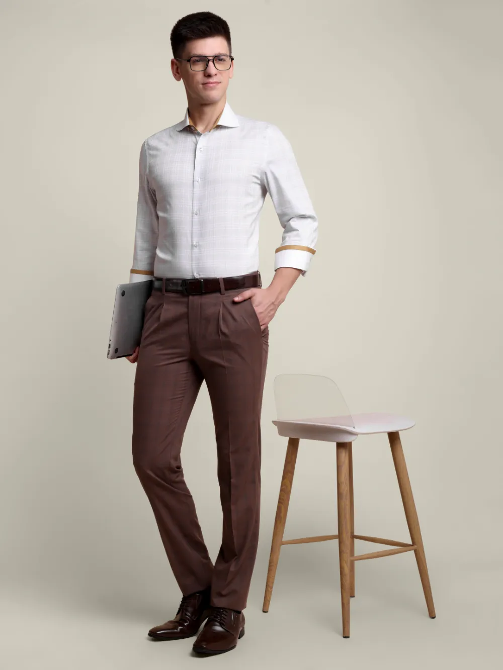 Yarn Dyed Grey, Pure Cotton Basket Weave Winchester Shirt