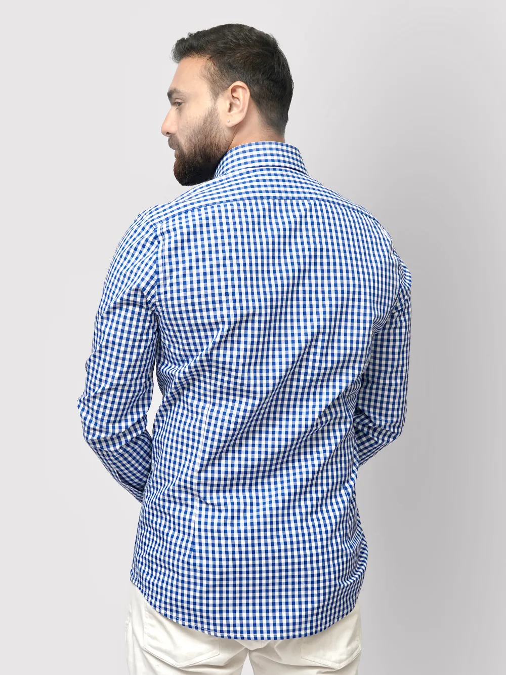 Pure Cotton, Blue and White Checked Essential Shirt