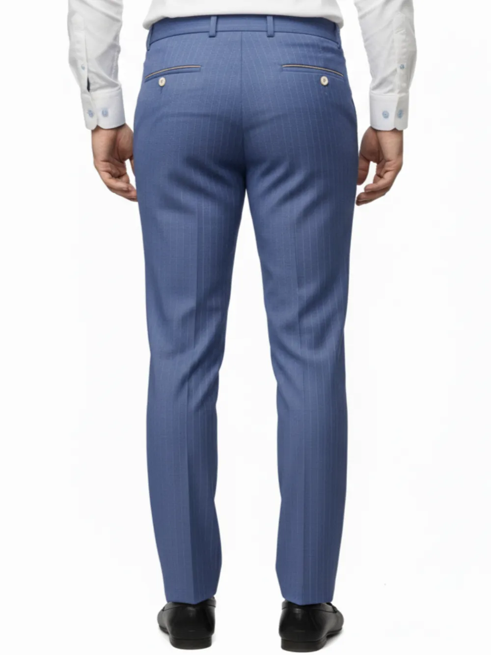 Cotton Chino with Golden Stripes - Indigo
