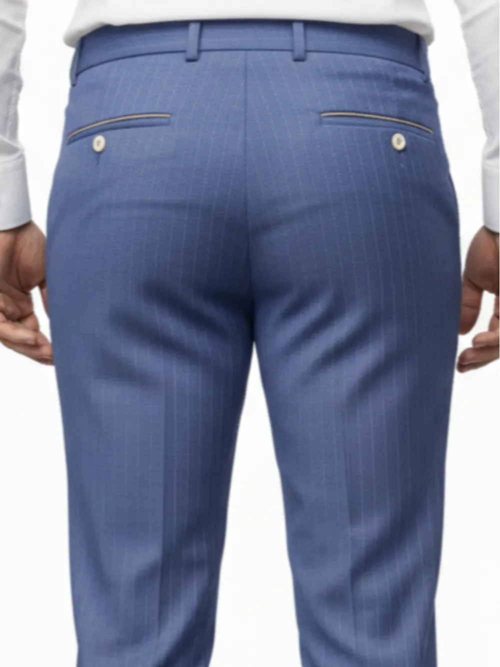 Cotton Chino with Golden Stripes - Indigo