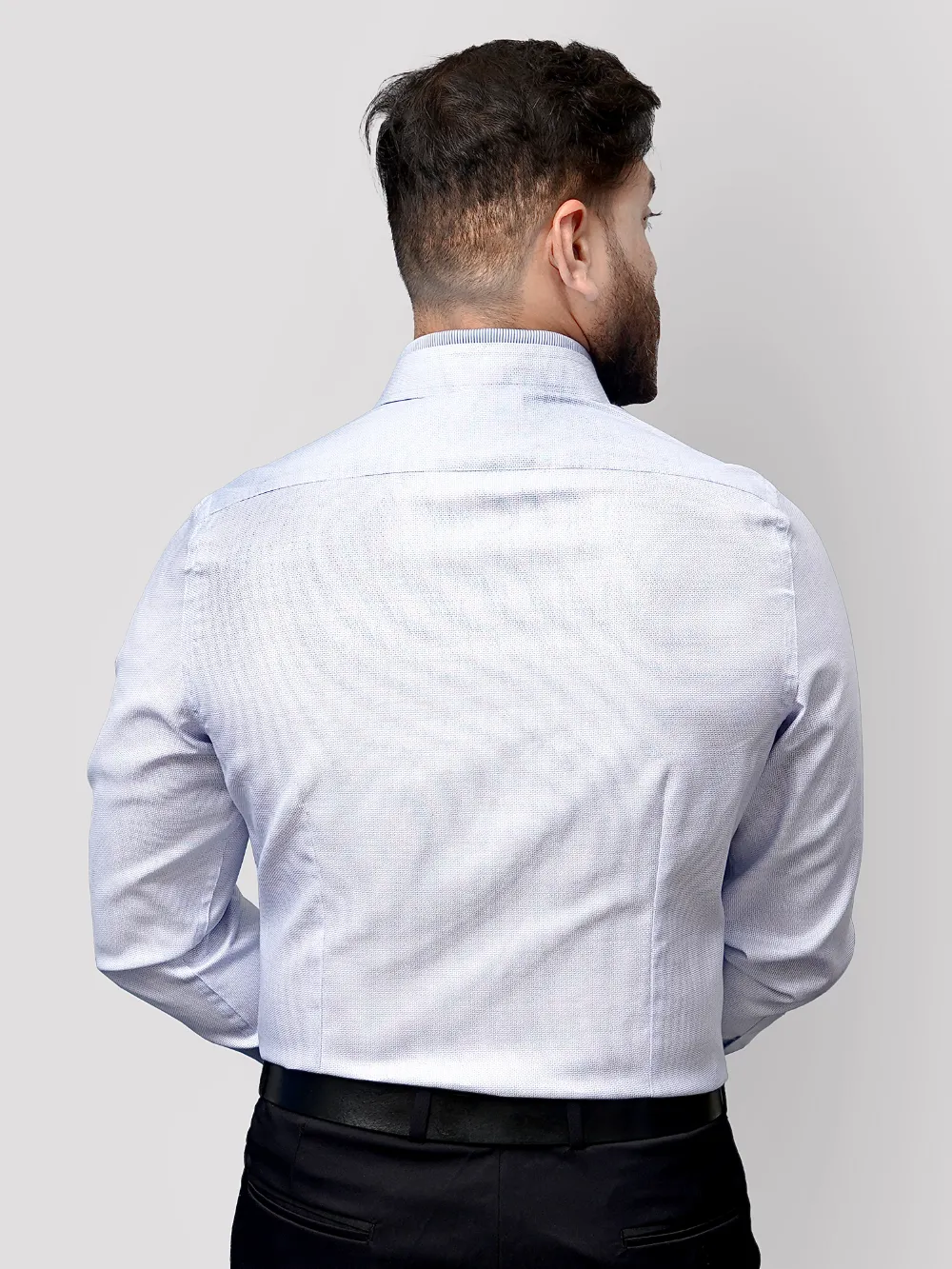 Non-Iron 100% Cotton Sky Blue Shirt - Contrast Fabric