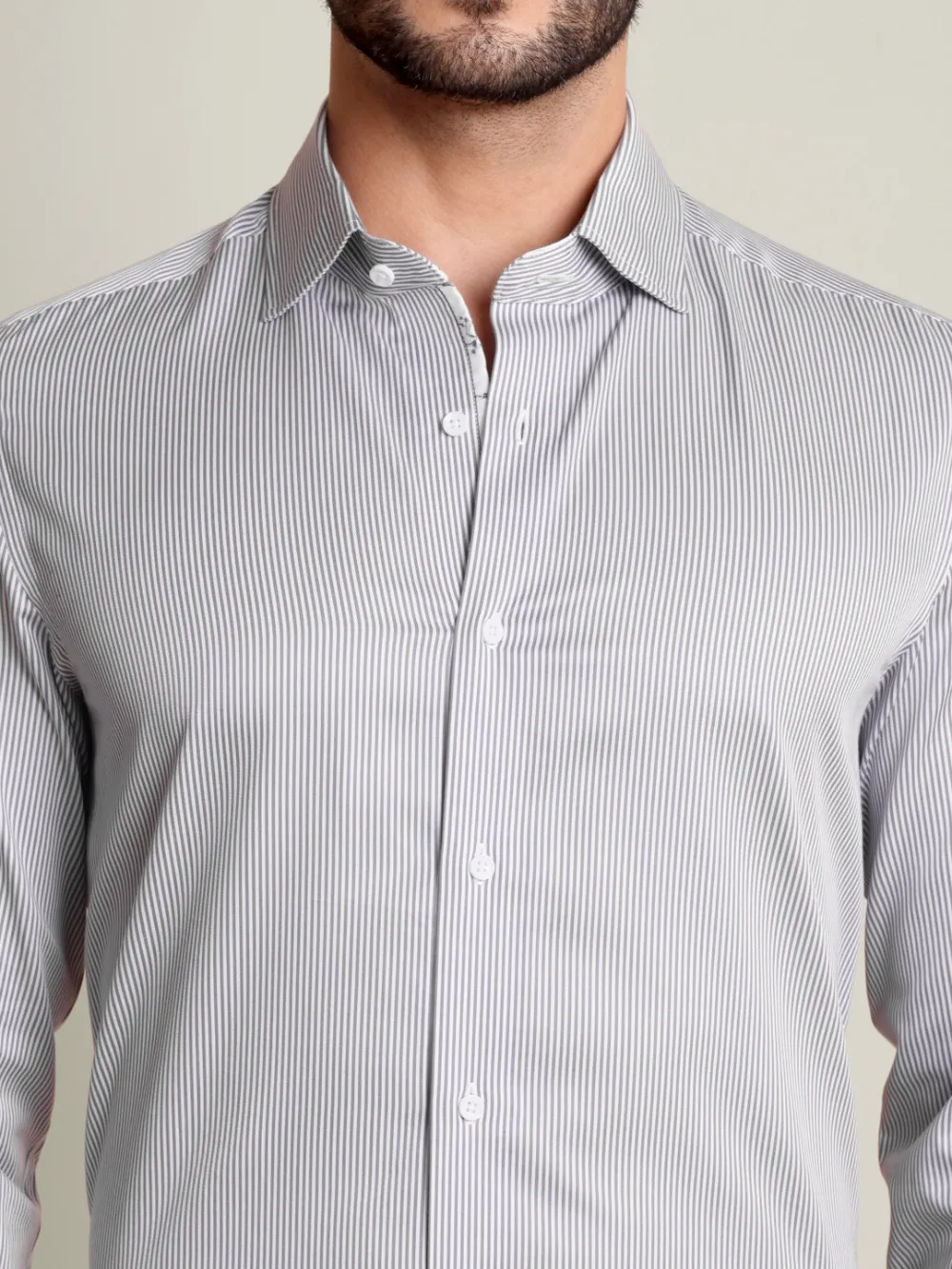 Pure cotton Gray Striped Shirt and Gray Cotton Chino Designer Pair