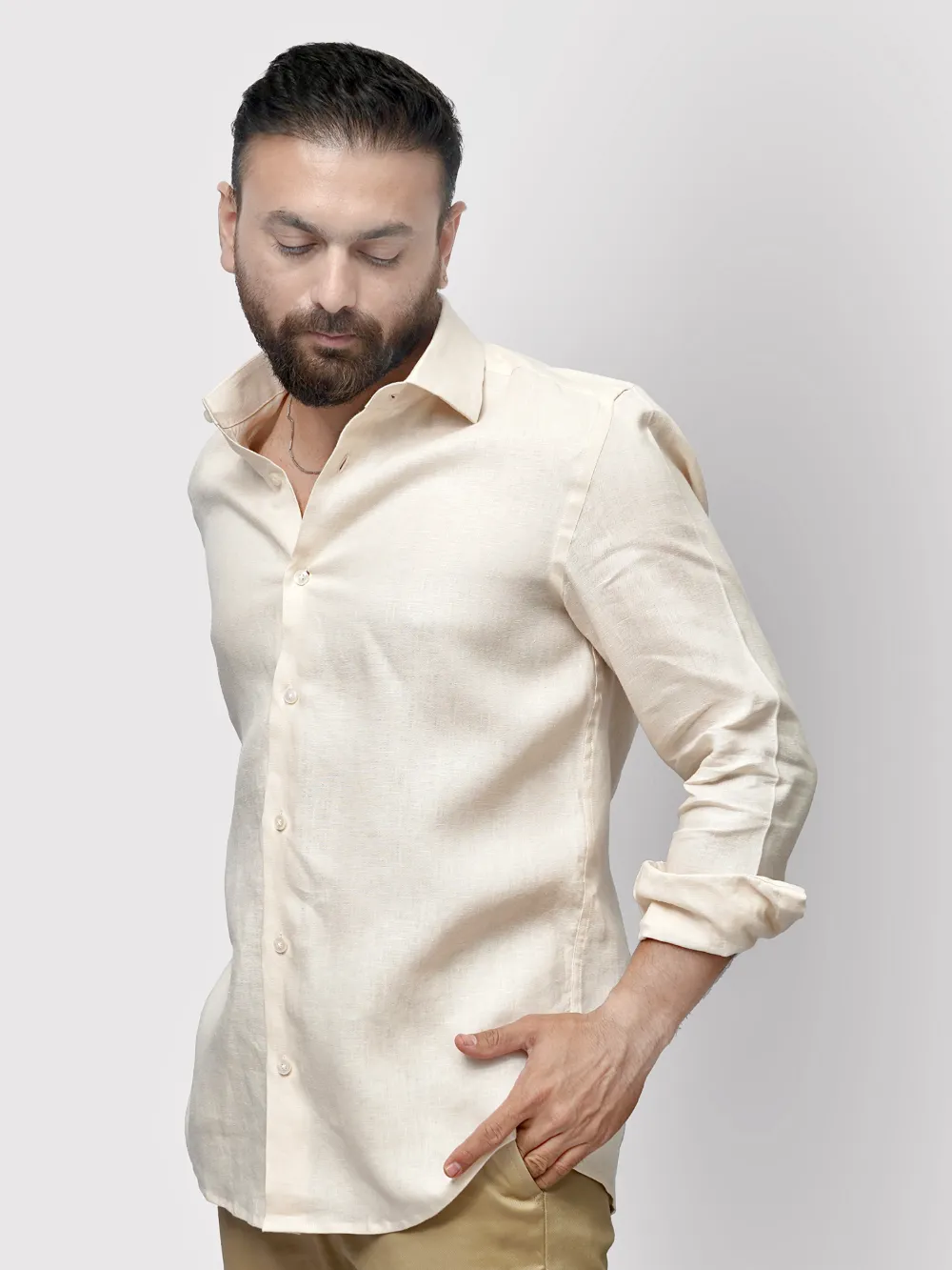 Pure Linen Shirt - Light Fawn