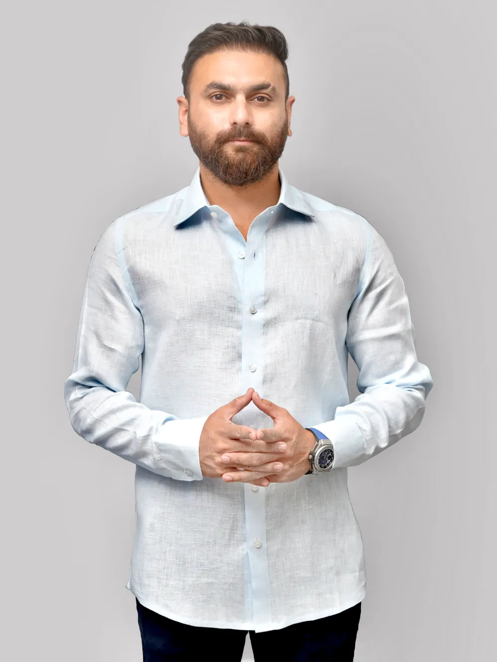Pure Linen Light Weight Shirt - Pastel blue