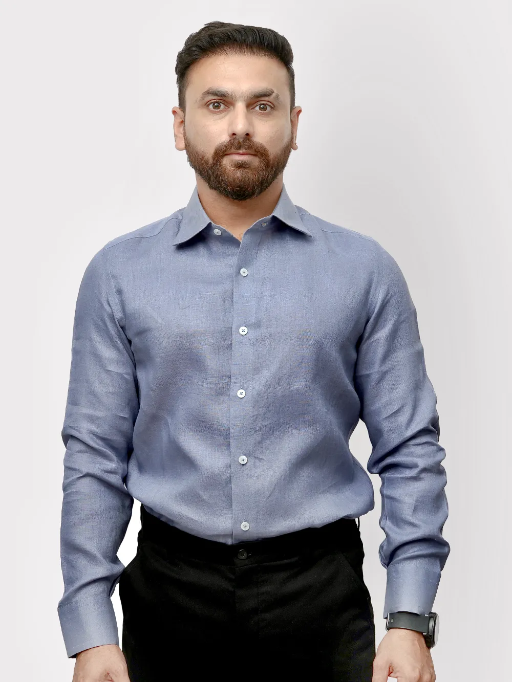 Pure Linen Light Weight Shirt - Slate Blue