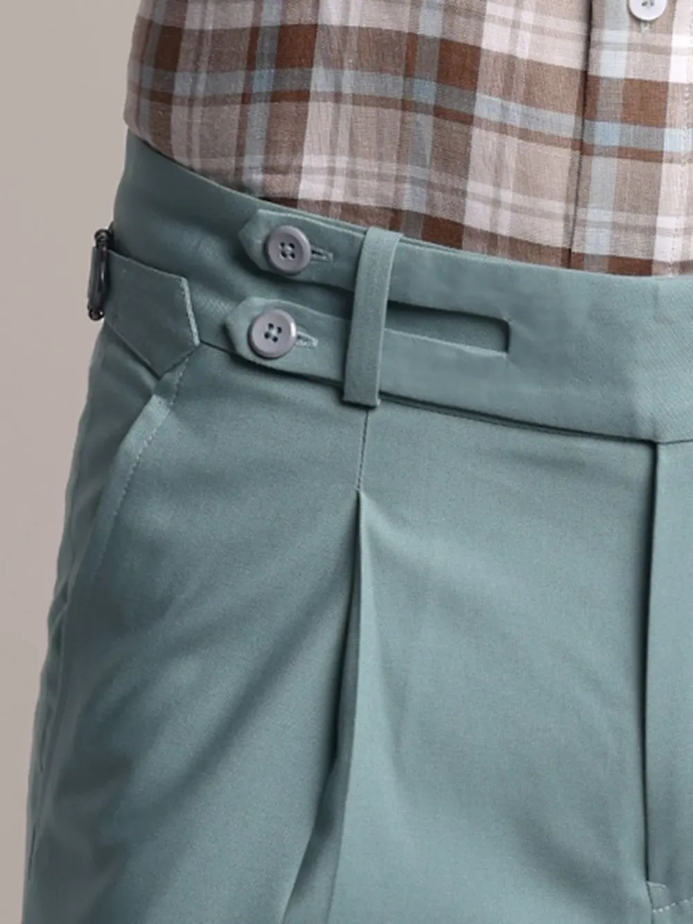 Mint Green Satin Finish Stylish Trousers - Plain Weave