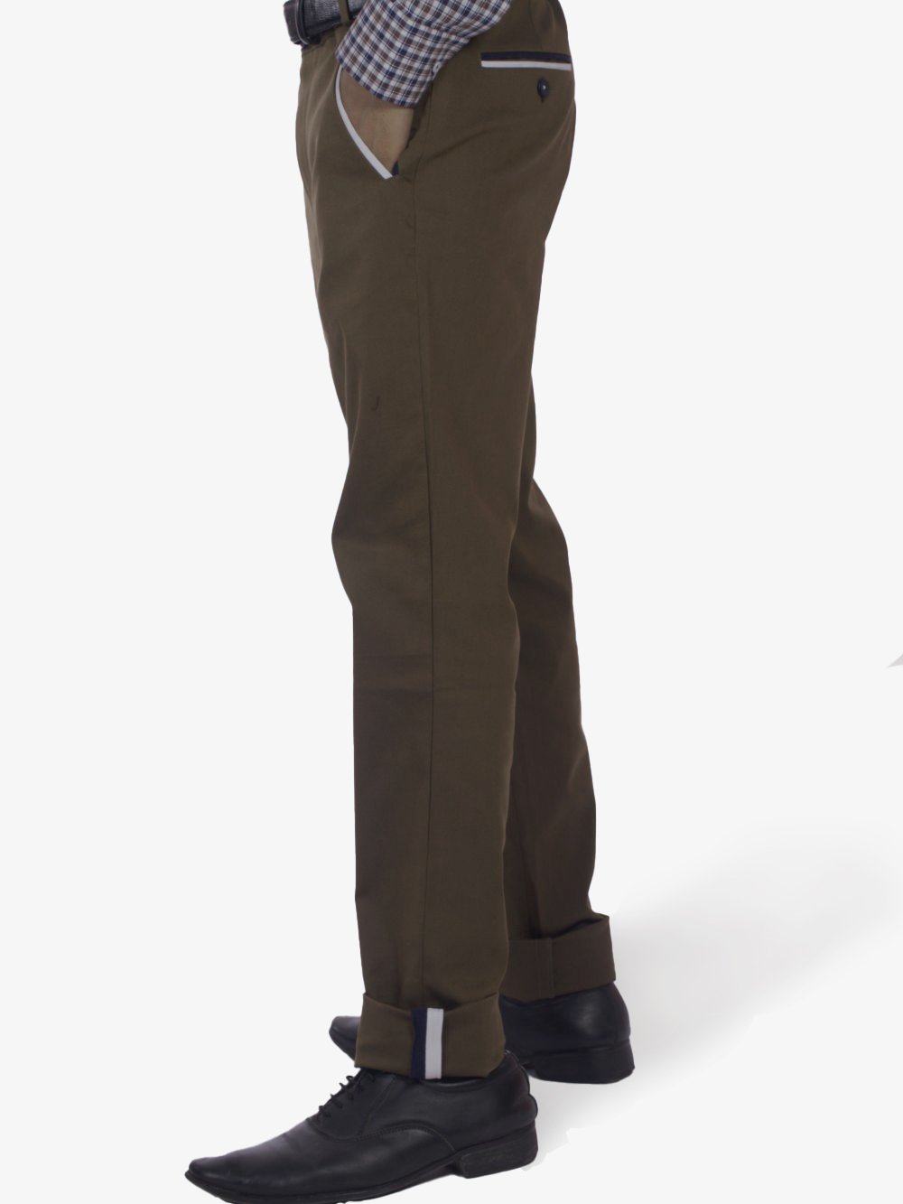 Cotton Chino with Jacquard Weave and Extra Stretch - Mocha with Accent