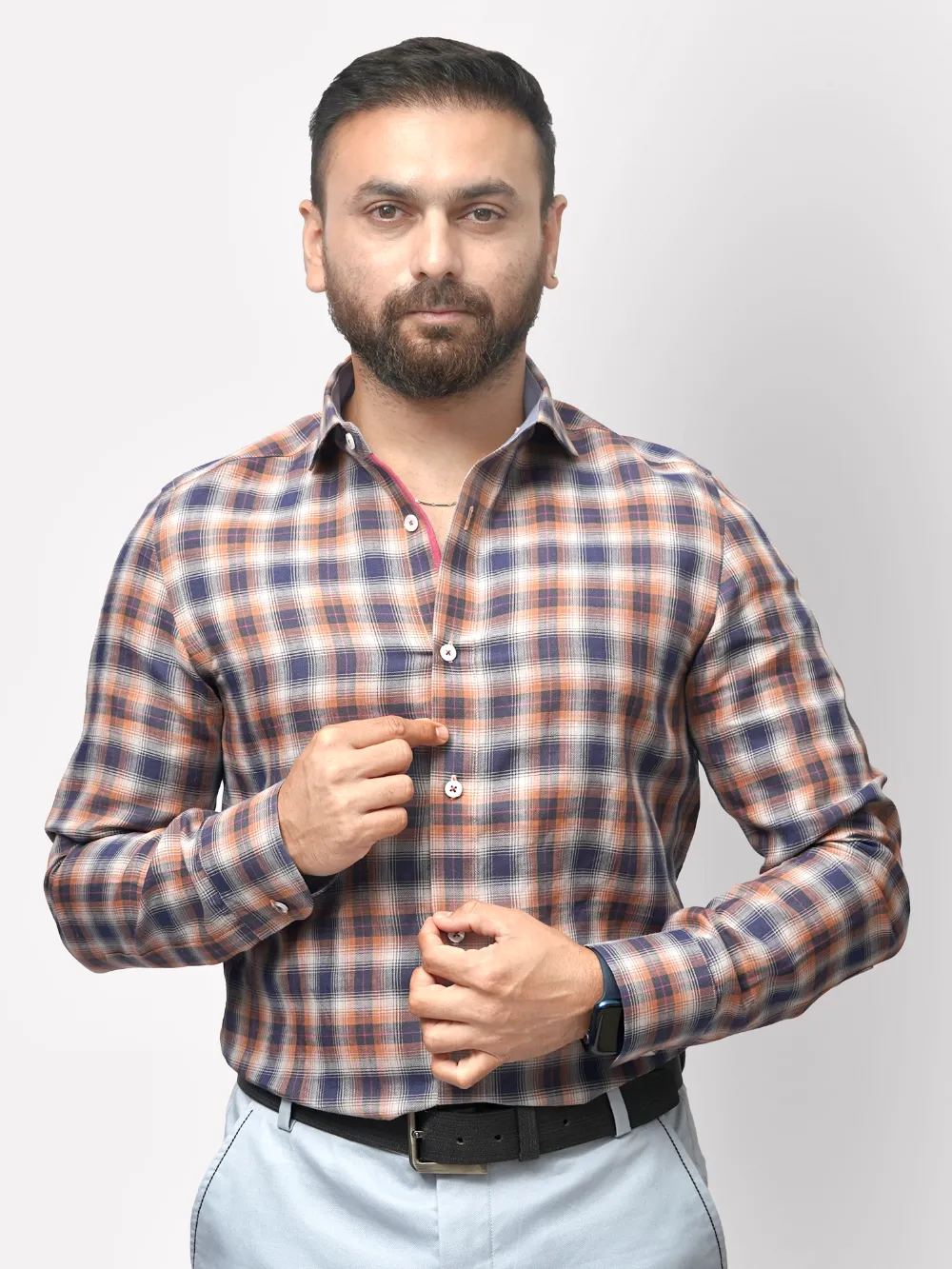 Navy Blue And Grey, Sustainable - Pure Hemp Shirt