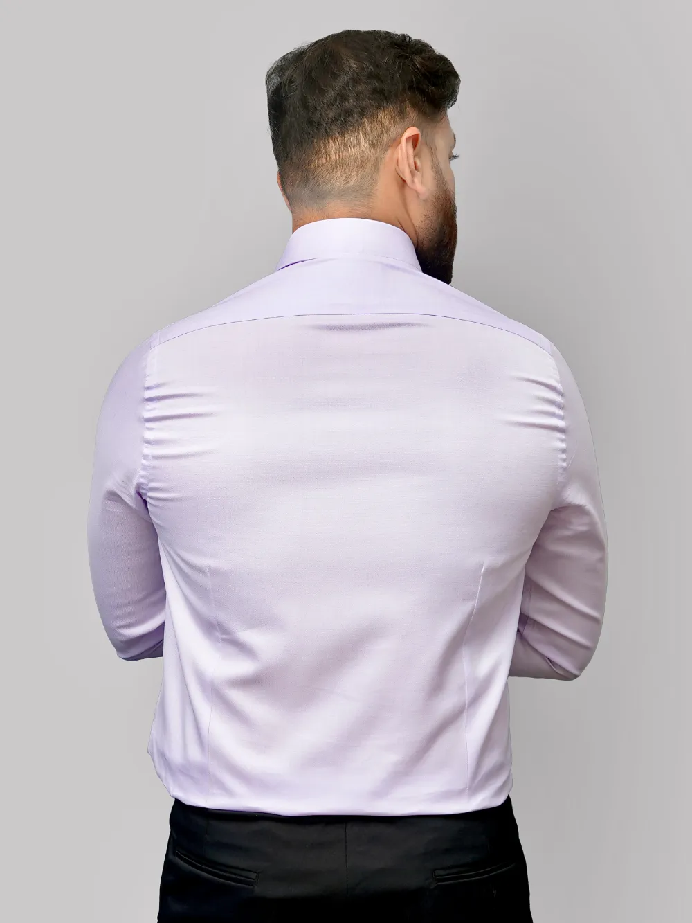 Non-Iron Pure Cotton Light Purple Shirt - Twill Weave