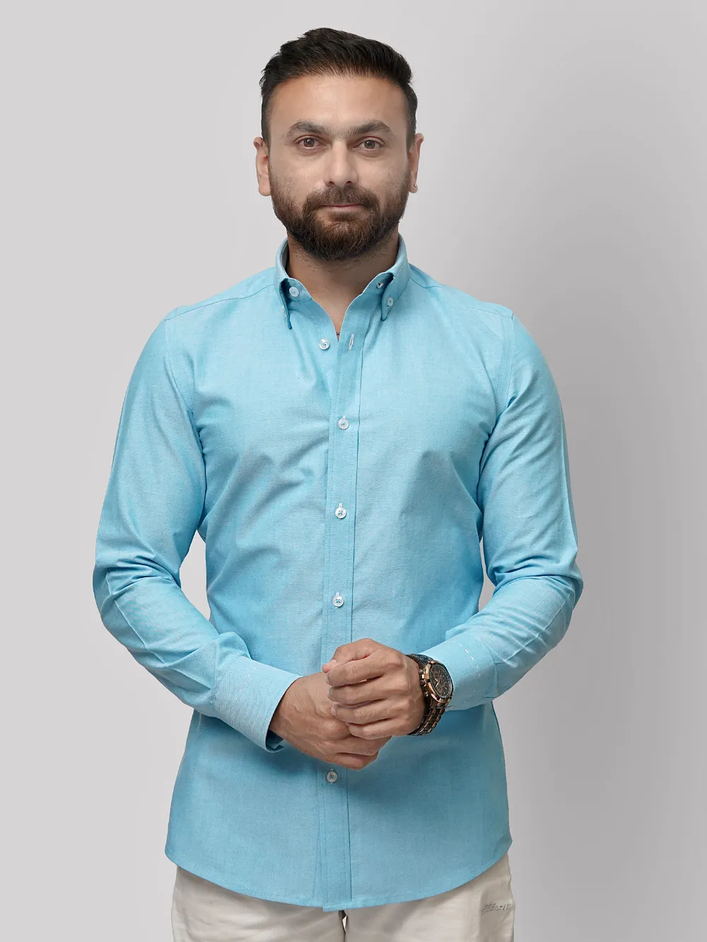 Oxford Button down Collar Shirt - Aquamarine