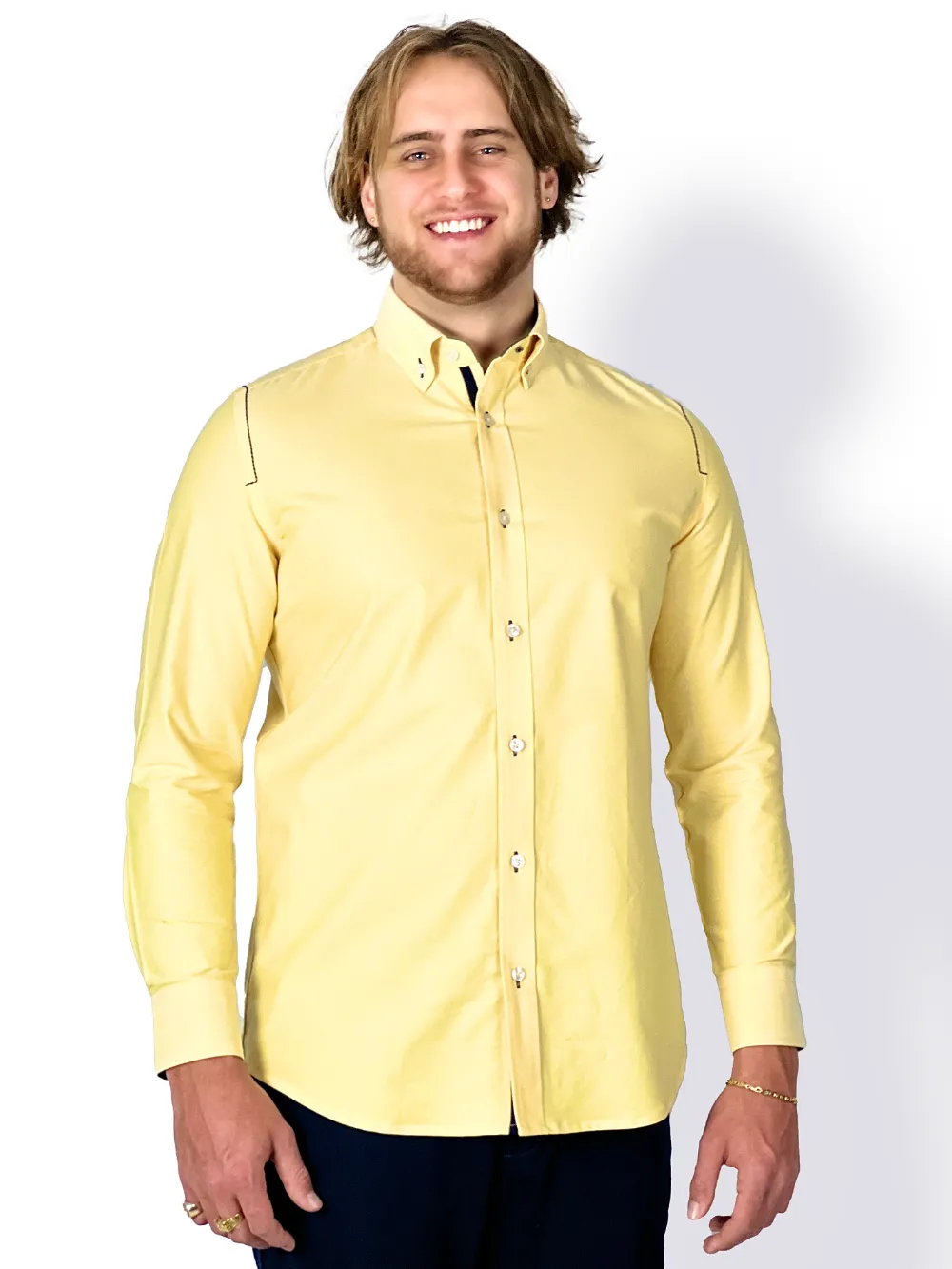 Oxford Button Down Collar Shirt - Pastel yellow