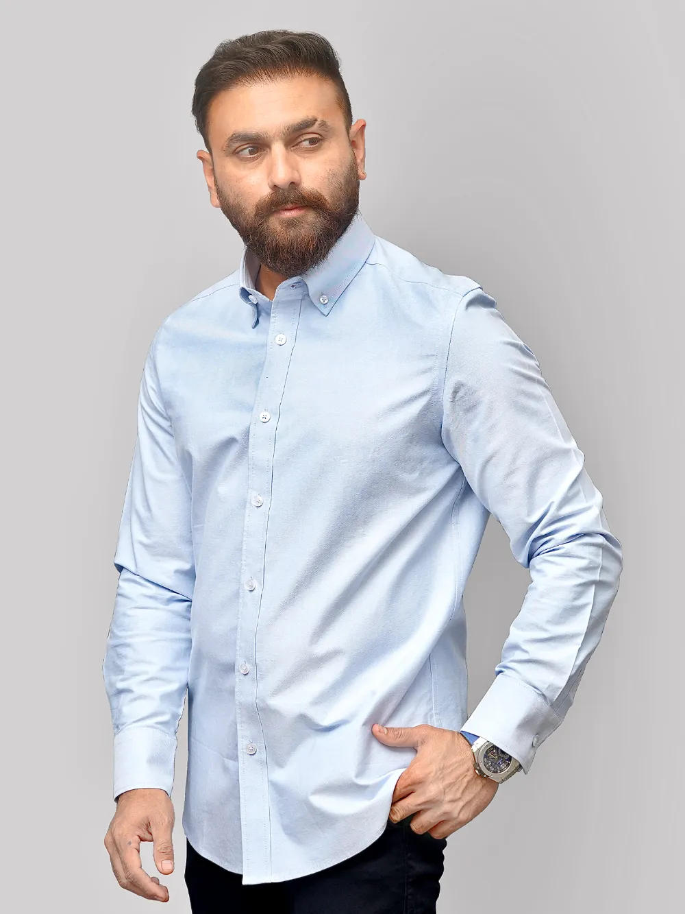 Oxford Button down Collar Shirt - Sky Blue