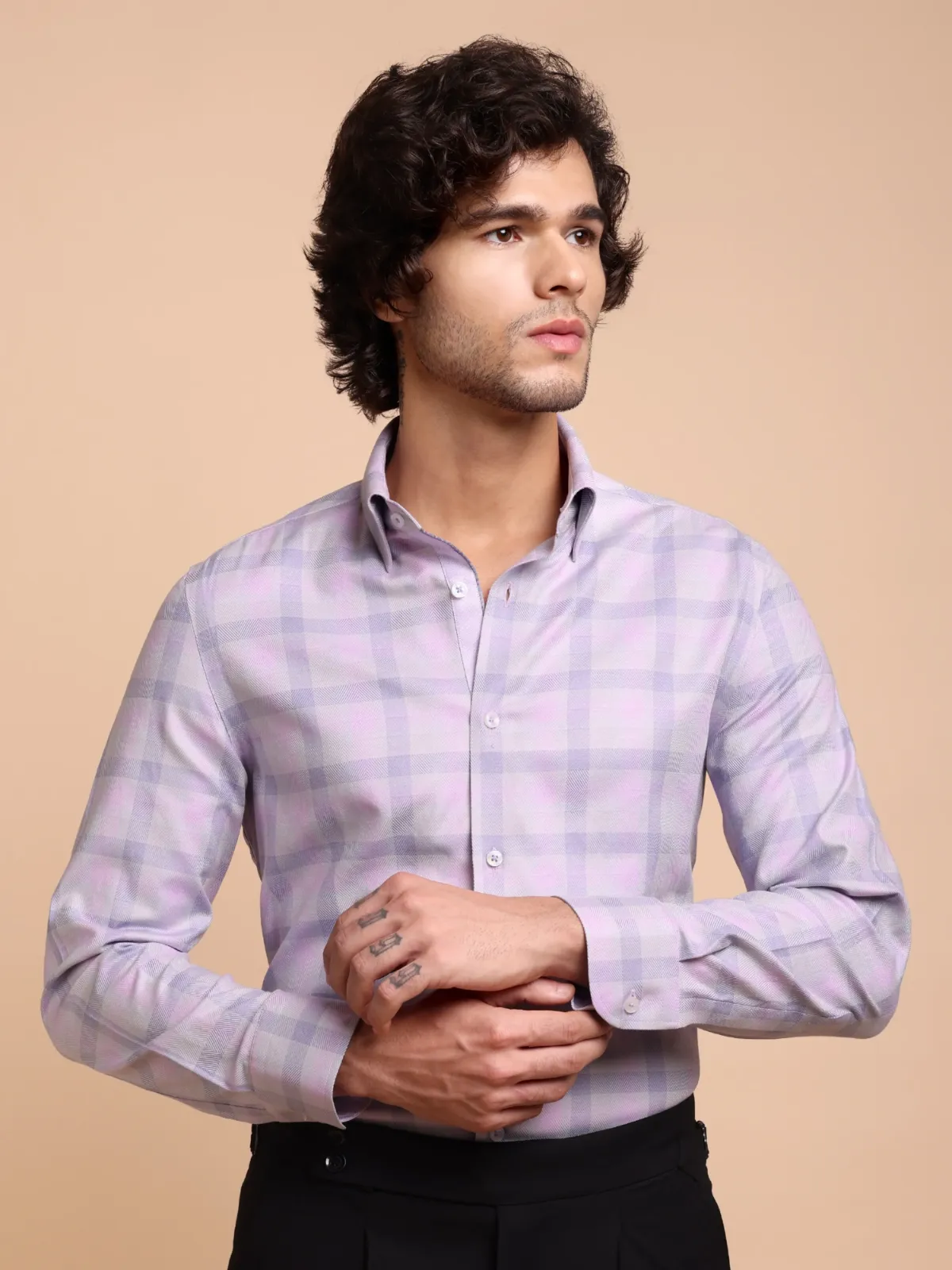 Pure Cotton Non Iron Ash and Bloom Shirt - Herringbone weave