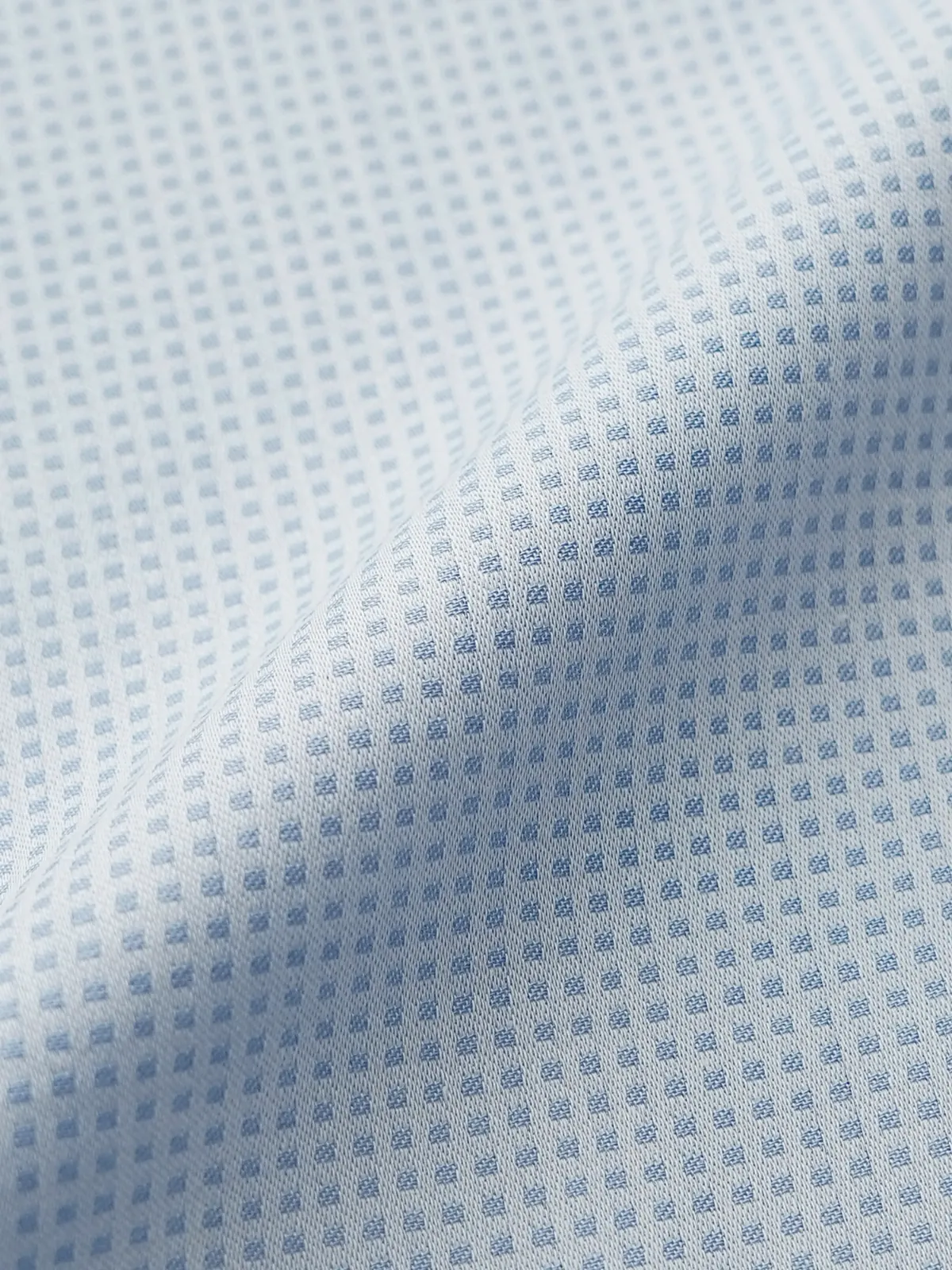 Pure Cotton Non Iron Sky Subtle Checked Shirt - Dobby weave