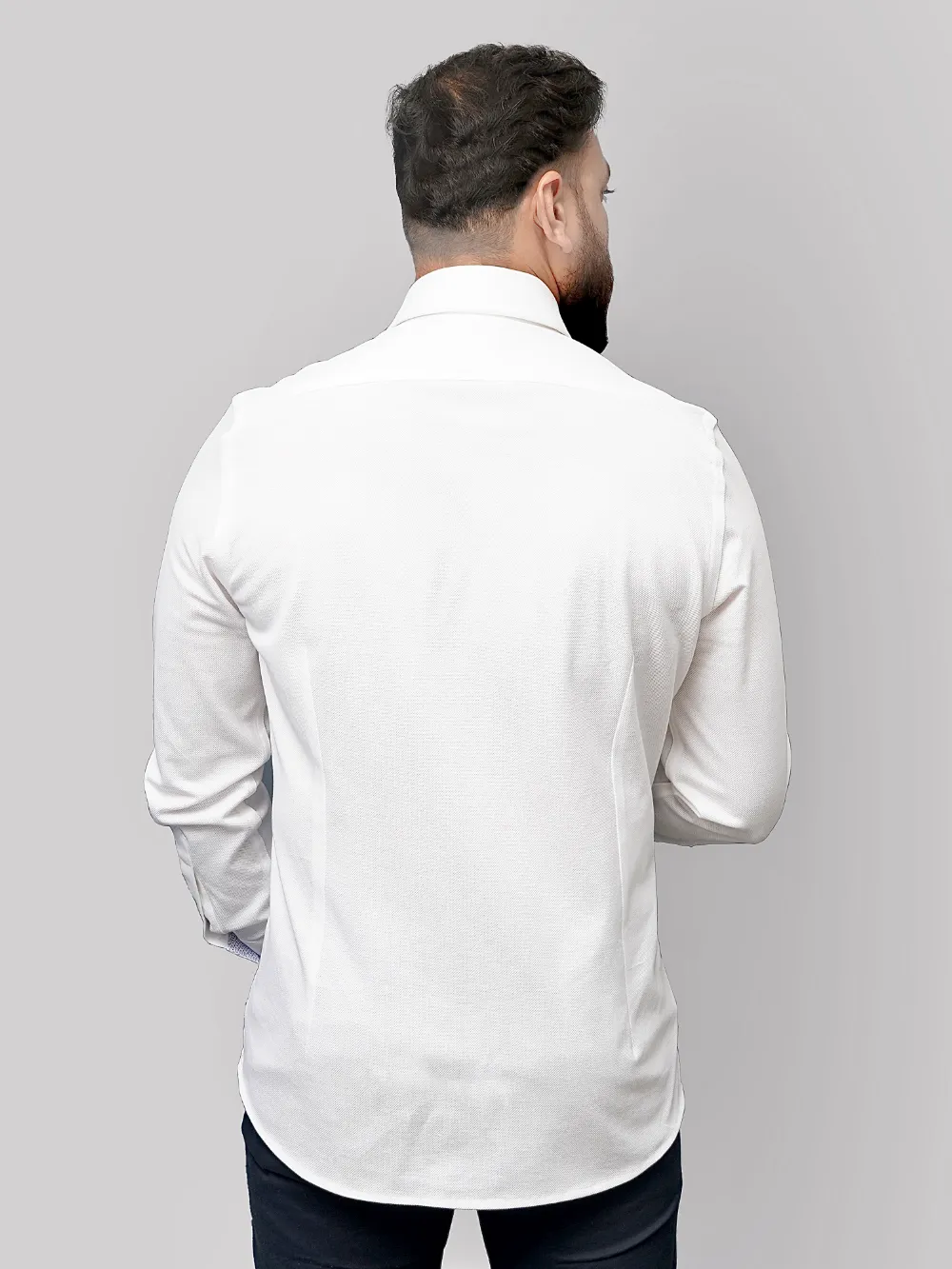 Non-Iron Stretch Swiss Winter Shirt - Piqué Knit Weave