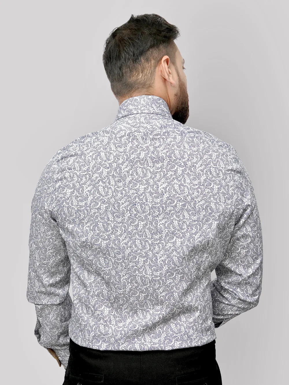 Pure Cotton Micro Abstract Print Shirt - Twill Weave