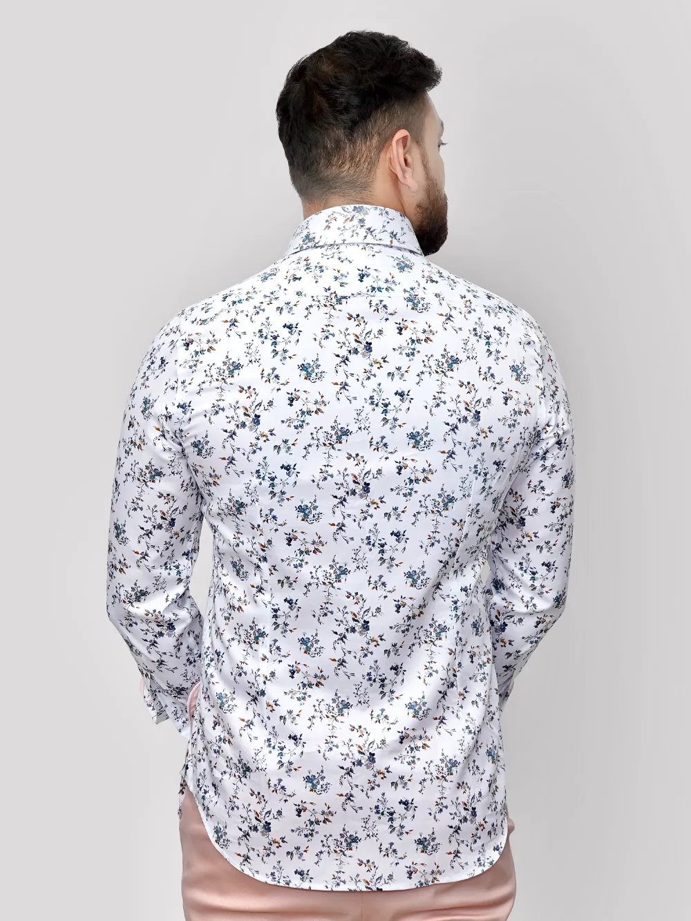 Pure Cotton Peachy Floral Shirt - Twill Weave