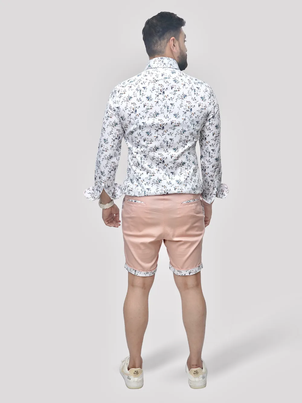Pure Cotton Peachy Floral Shirt - Twill Weave
