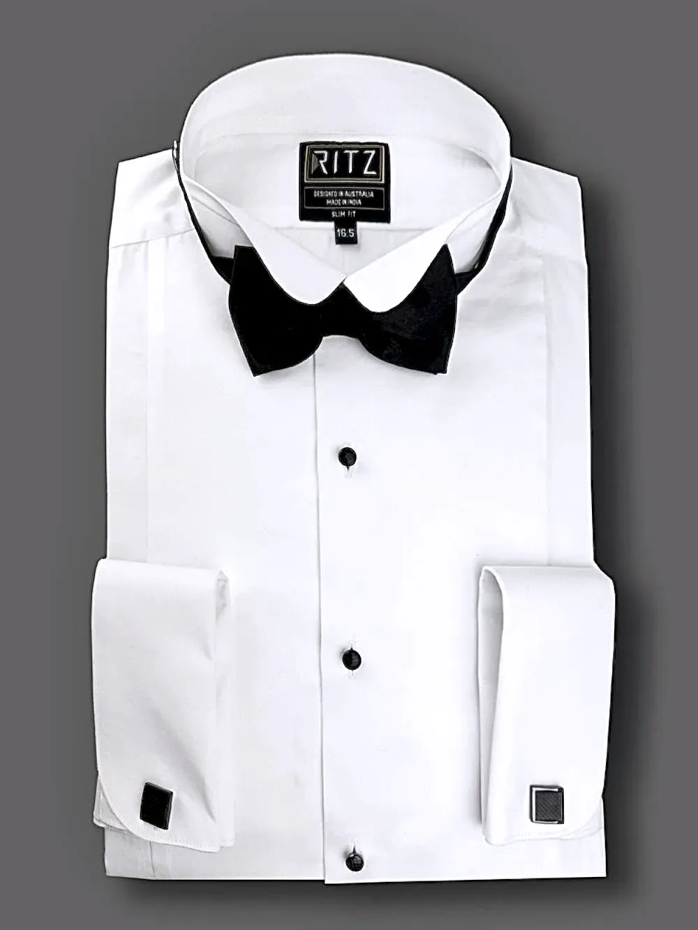 Round Wing Tip Collar Tuxedo Shirt - Twill Weave