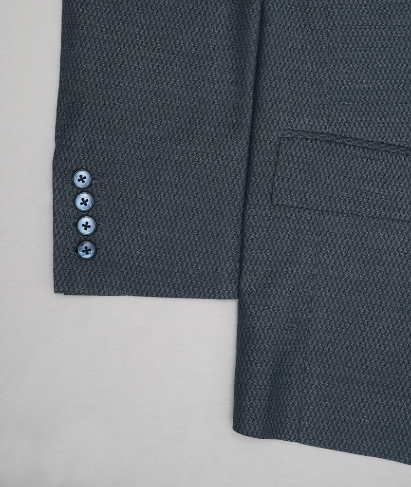 Luxury Wool Polyester Blend Suit with Herringbone Weave ? Steel Gray