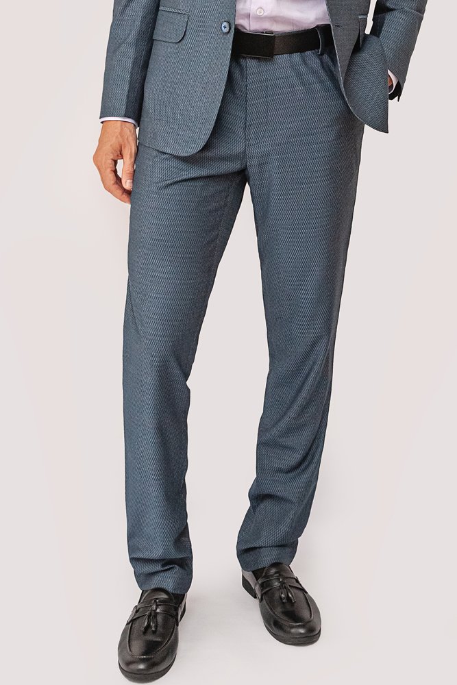 Luxury Wool Polyester Blend Suit with Herringbone Weave ? Steel Gray