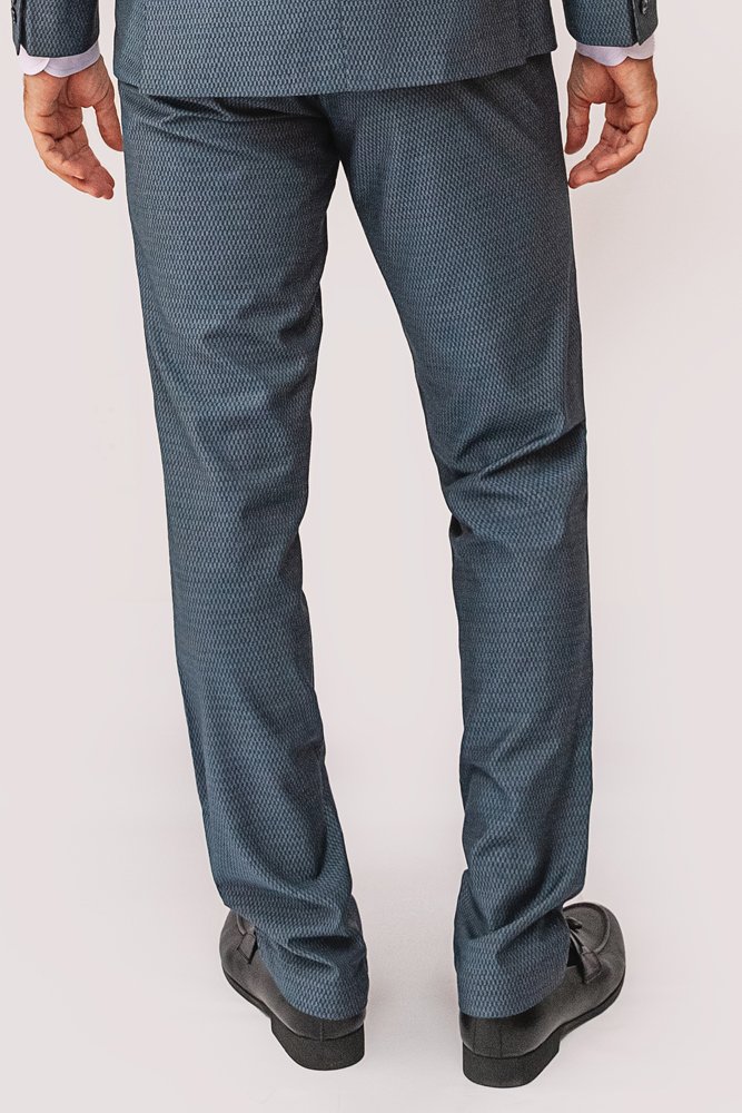 Luxury Wool Polyester Blend Suit with Herringbone Weave ? Steel Gray
