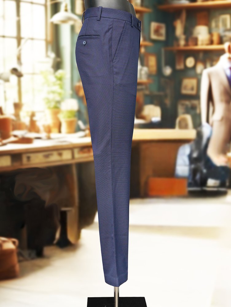 Luxury Viscose Trousers with Dobby Weave - Turquoise