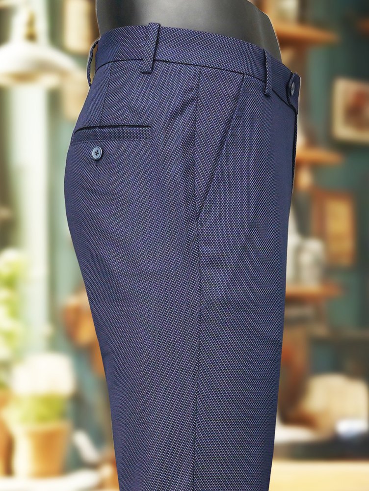Luxury Viscose Trousers with Dobby Weave - Turquoise