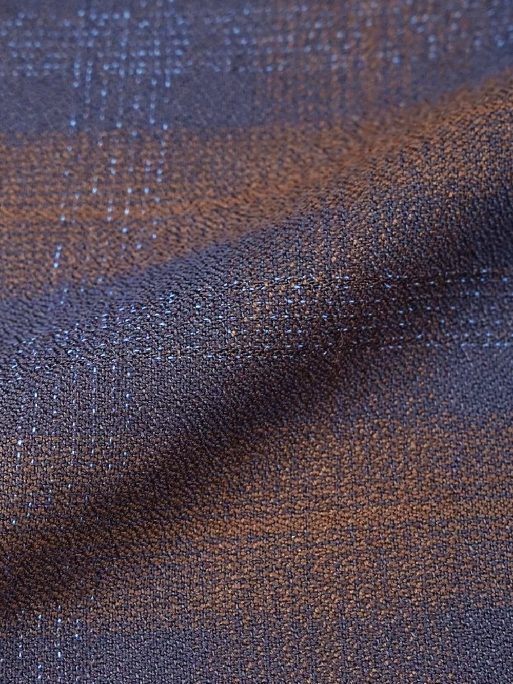 Premium Viscose Fabric Trousers with Grid Pattern - Peach and Indigo