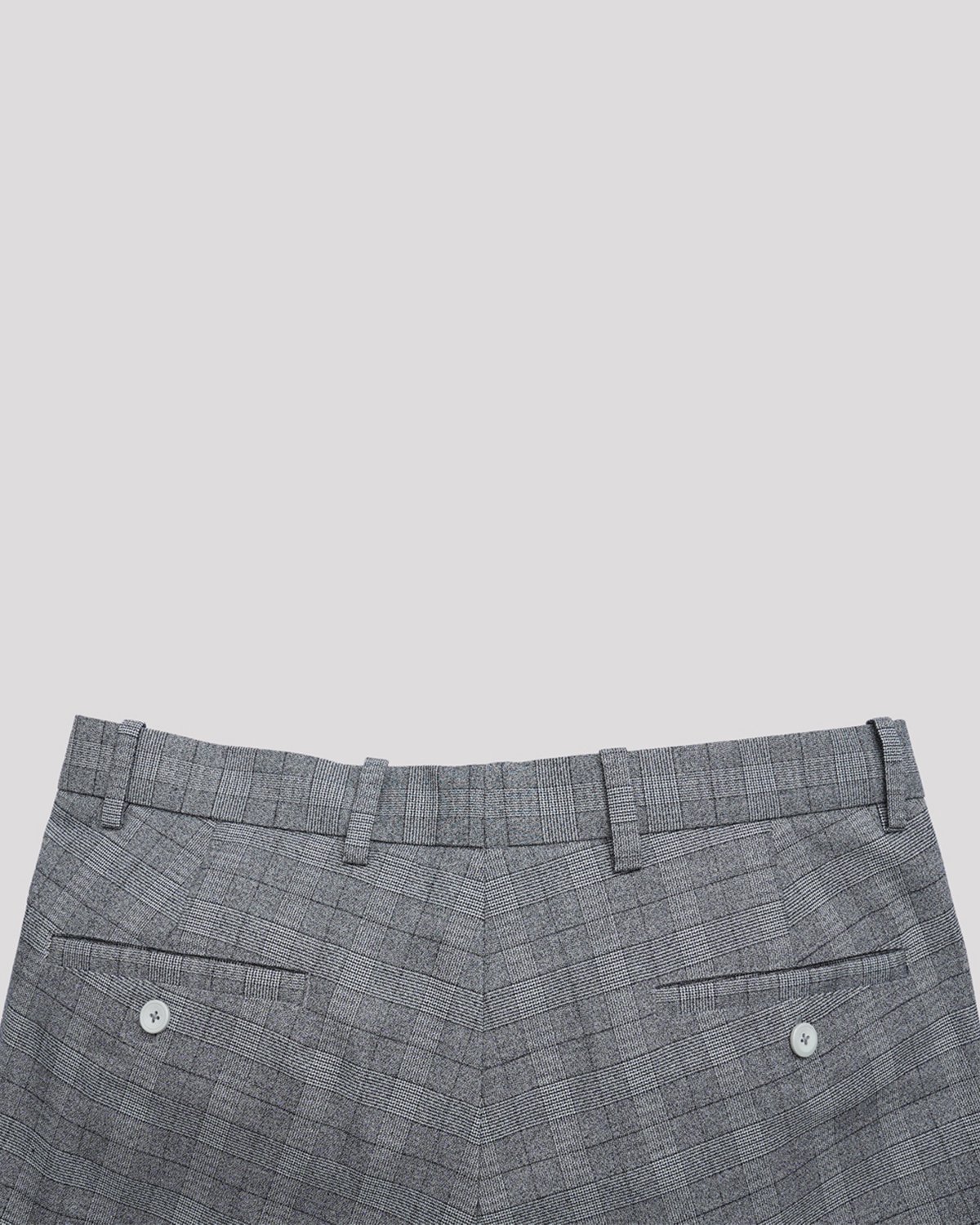 Luxury Wool Polyester Blend Trousers with Plaid Weave - Gray with Black Grid