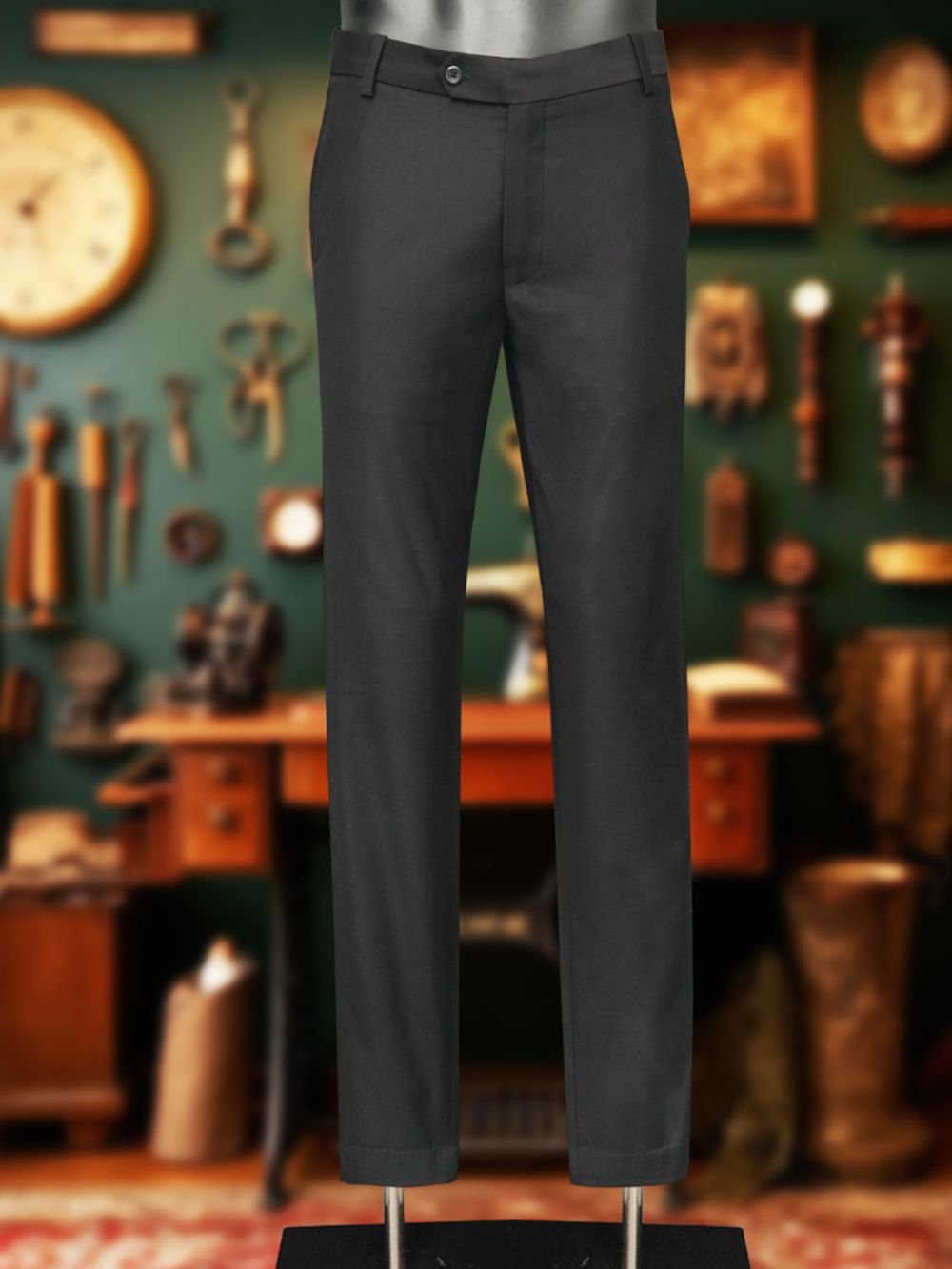 Luxury Viscose Trousers with Satin Weave -  Black