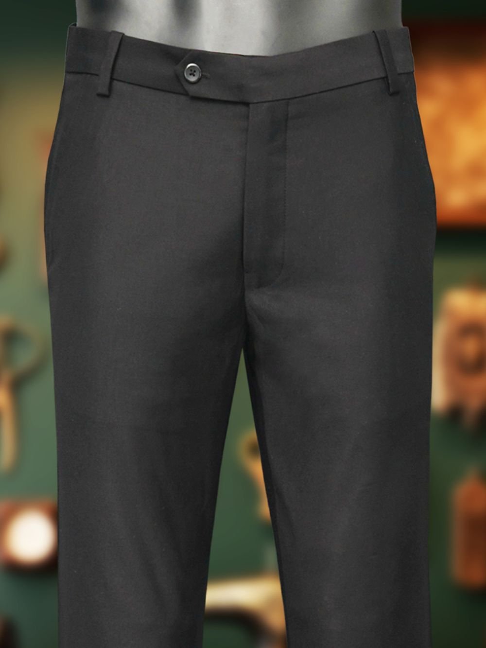 Luxury Viscose Trousers with Satin Weave -  Black