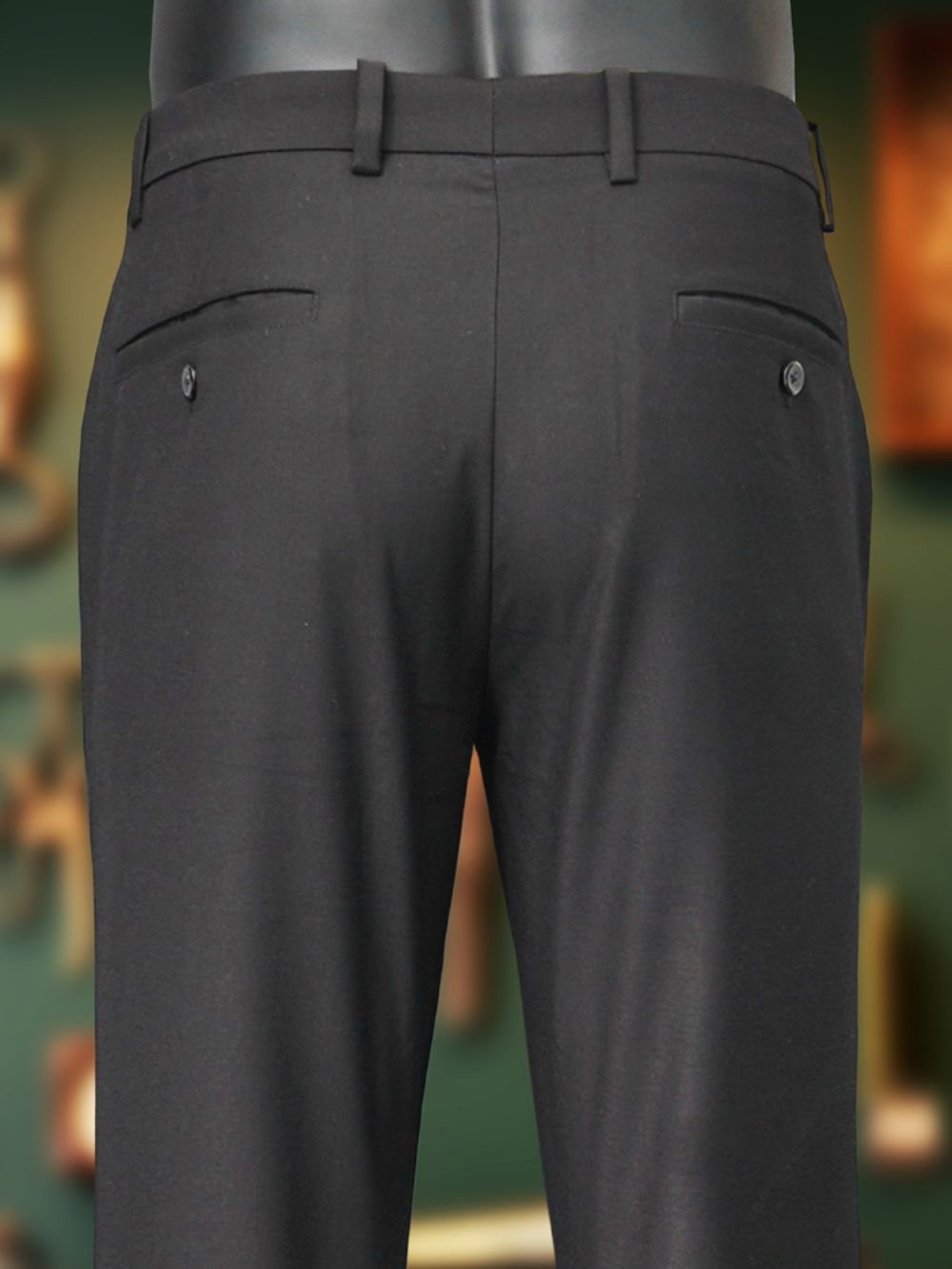 Luxury Viscose Trousers with Satin Weave -  Black