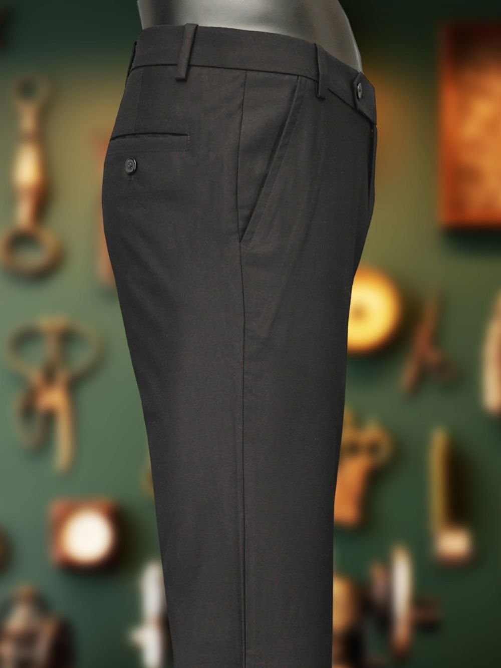Luxury Viscose Trousers with Satin Weave -  Black